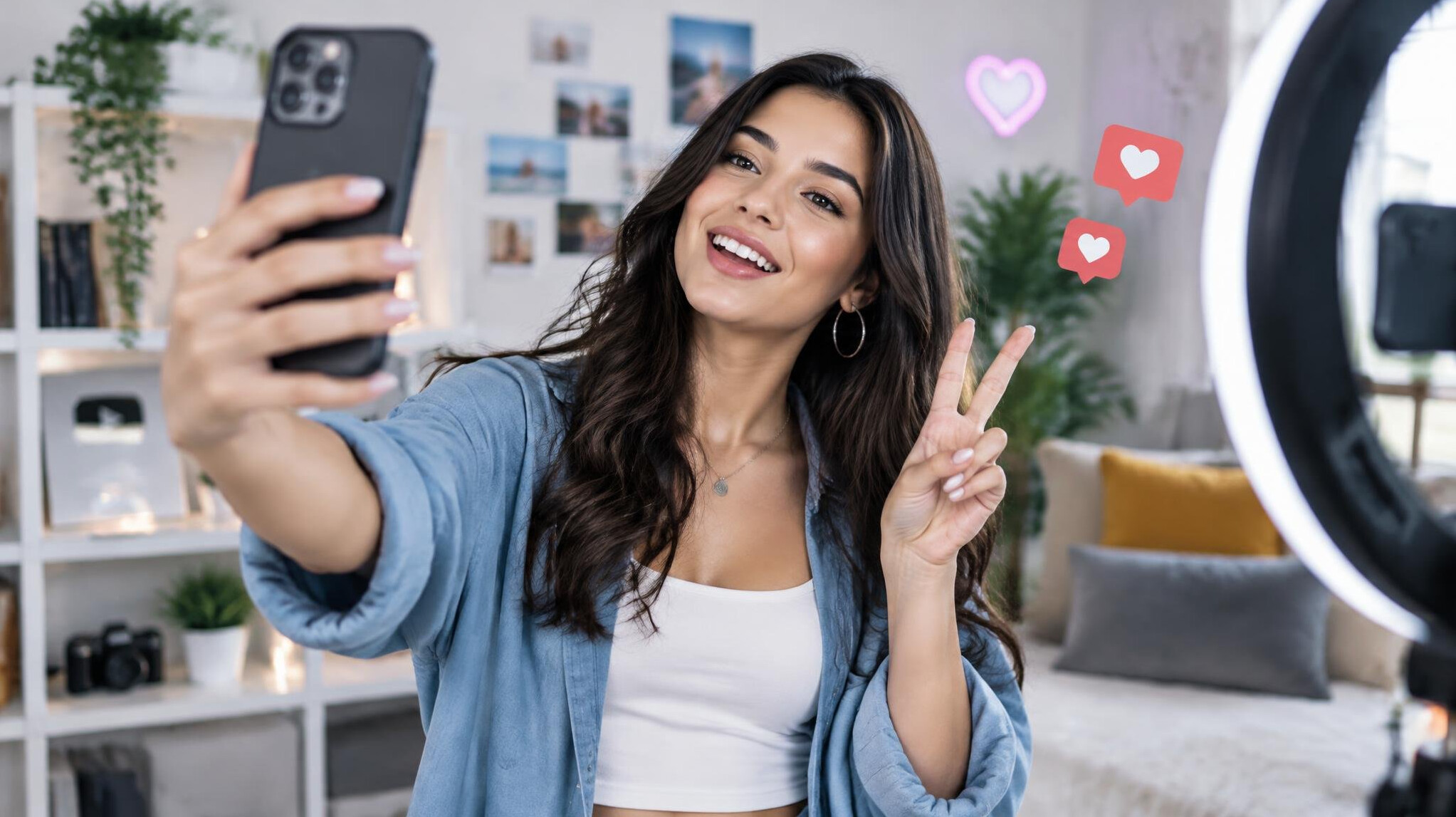 influencer holding smartphone