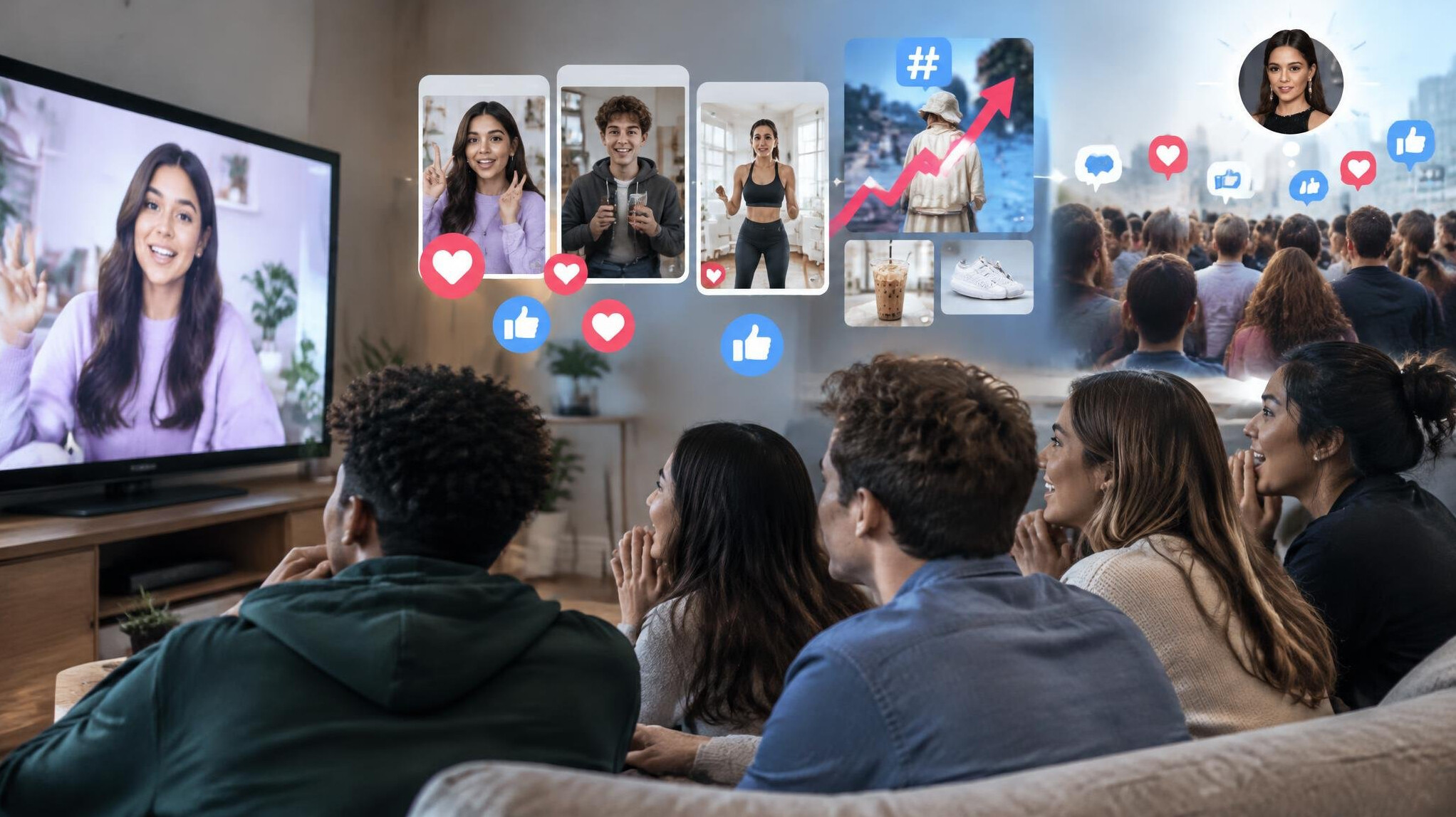 group of people watching television