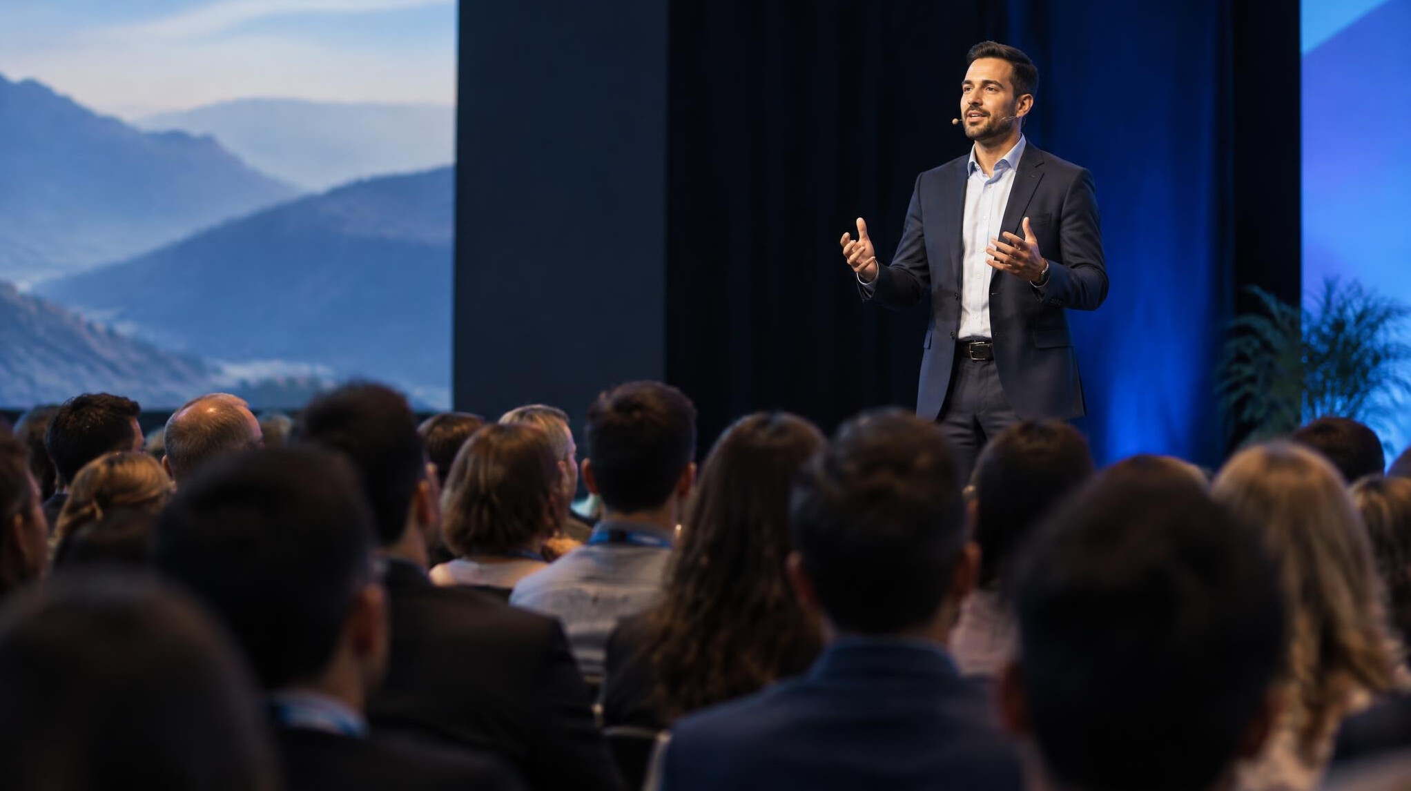 public speaker on stage