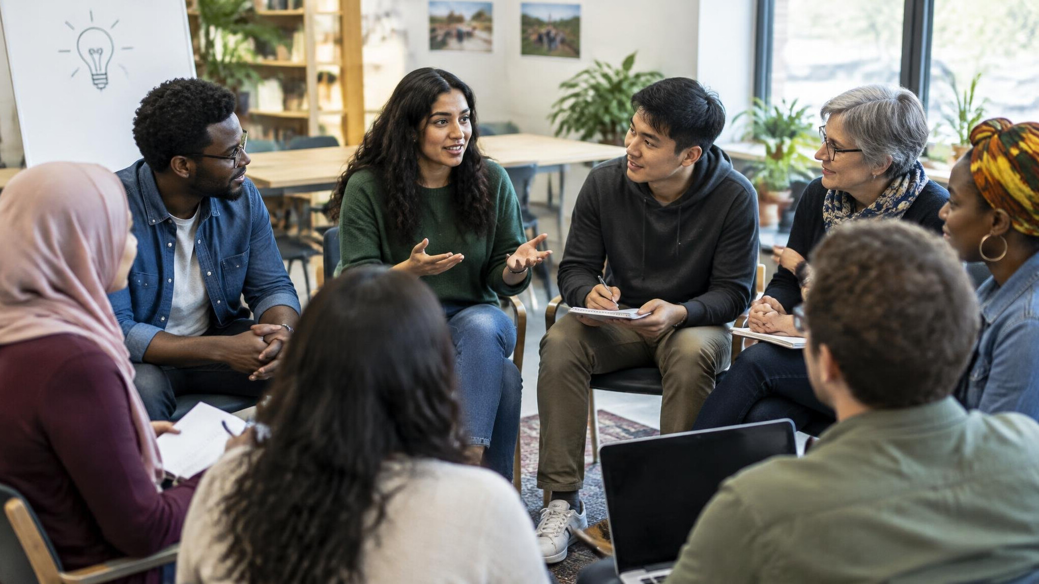 diverse people in discussion