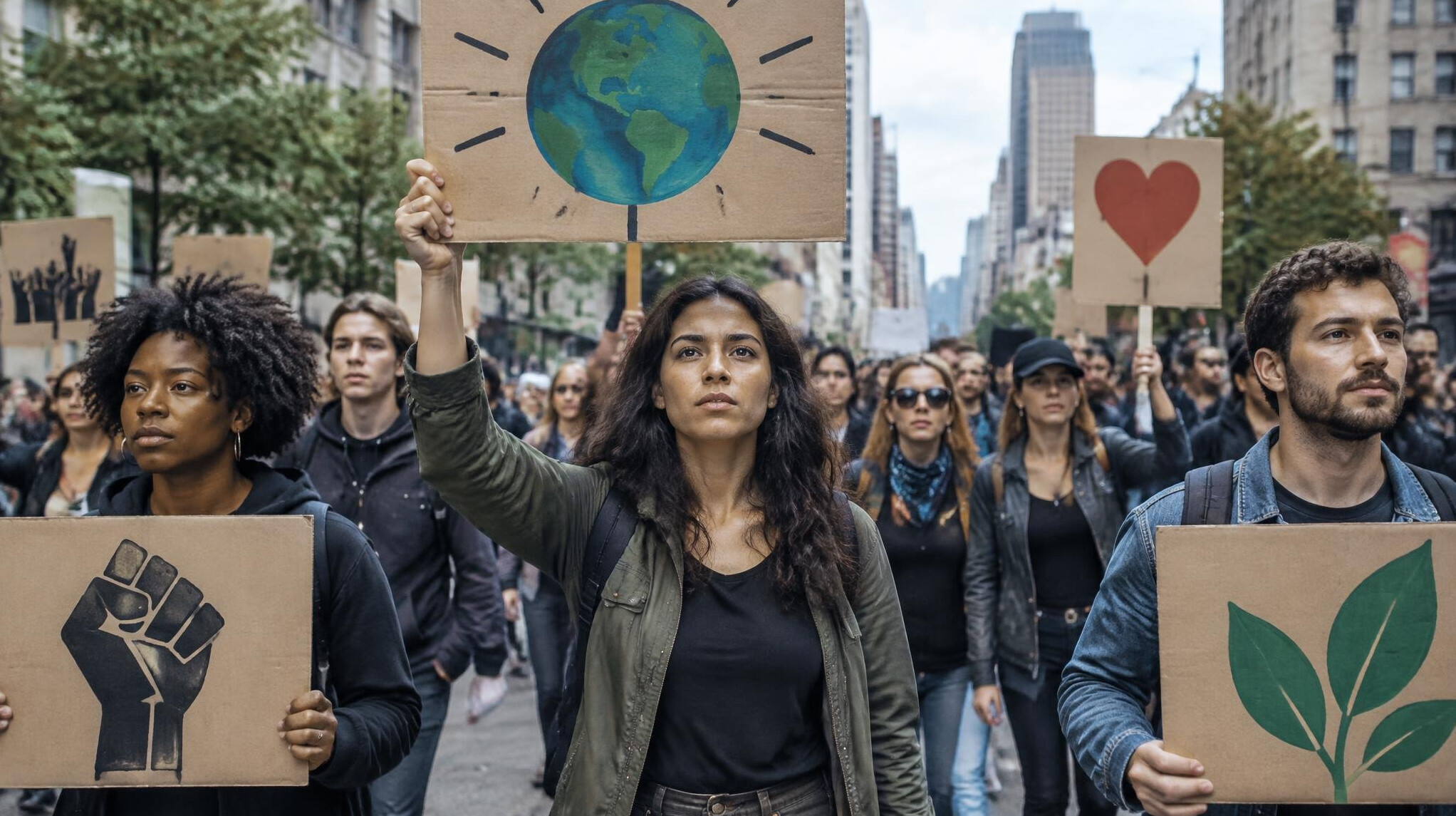 protest march in city